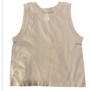 Dynamic Frosted Pink Fitted Tank Top  Rounded Neckline Stretchy Layering NWOT